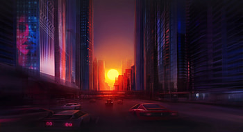 Evening View Of City Sunset , sunset, city, artist, artwork, digital-art, behance HD wallpaper