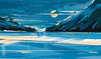 Winter Night, paint, Winter, Night, Art HD wallpaper