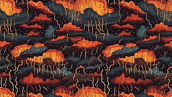 background of abstract orange lightning on black and grey clouds, lightning, cloud, Abstract HD wallpaper