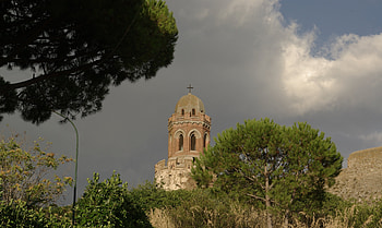 Corsica church, religious, architecture, landscape, sky, old building HD wallpaper