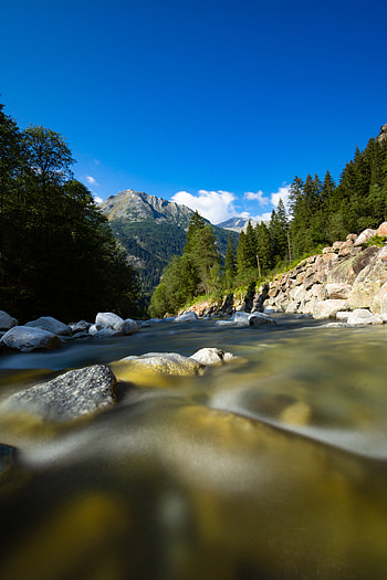 Nature, Water, Rivers, Trees, Stones, Mountain HD phone wallpaper