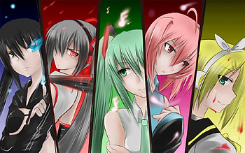 Vocaloid, rin kagamine, black rock shooter, teto kasane, miku hatsune, miku zatsune HD wallpaper