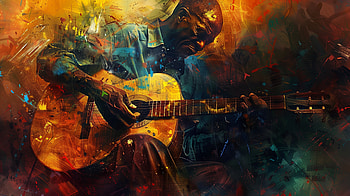 Abstract Blues Guitarist, music, blues, guitar, musician, painting HD wallpaper