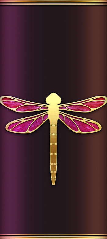 Golden Dragonfly, magenta, art, luxury HD phone wallpaper
