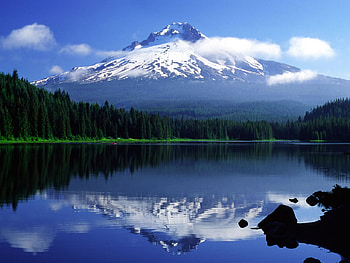 high mountains, trees, mountains, valley, lake HD wallpaper