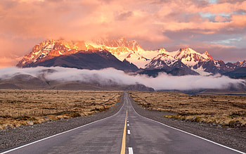 Look at the mountains in the distance, lanscape, pretty, nature, sky, road, mountain, cloud HD wallpaper