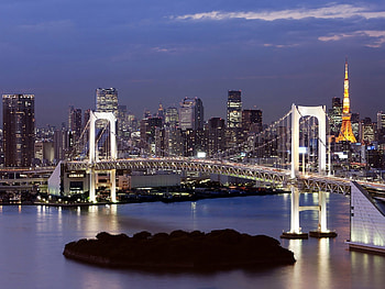 Japan skyline, Tokyo Bay, City lights, Modern metropolis HD wallpaper