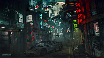 Lamborghini Cyperpunk Scifi Neon Lights, cyberpunk, neon, lamborghini, artist, artwork, digital-art, deviantart HD wallpaper