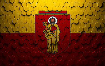 Flag of Trier, honeycomb art, Trier hexagons flag, Trier, 3d hexagons art, Trier flag HD wallpaper
