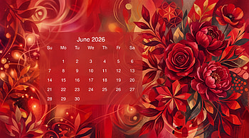 June 2026 | Crimson Rose Calendar, June 2026 Calendar HD wallpaper