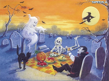 GHOSTLY GATHERINGD, cat, black, ghost, vampire HD wallpaper