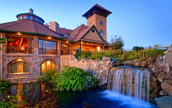 Millionaire Home, falls, beautiful houses, attractions in dreams, garden, villa, houses, love four seasons, pond, home HD wallpaper