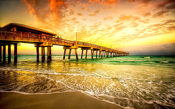 Landscape, Bridges, Sea HD wallpaper