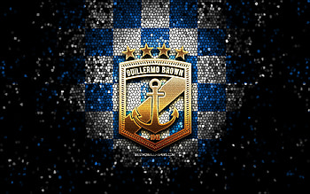 CSA Guillermo Brown, glitter logo, Primera Nacional, blue white checkered background, soccer, argentinian football club, Guillermo Brown logo, mosaic art, football, Guillermo Brown FC HD wallpaper