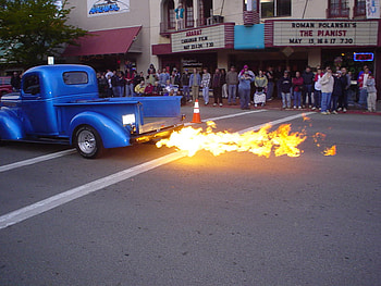 Flames, blue, classic, truck HD wallpaper