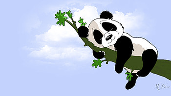 Pooped Panda, tired, bear, clouds, sky, sleeping, panda, tree, sleep, Firefox theme HD wallpaper
