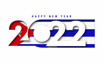 Happy New Year 2022 Cuba, white background, Cuba 2022, Cuba 2022 New Year, 2022 concepts, Cuba, Flag of Cuba HD wallpaper