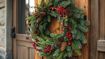 Festive Pine & Berry Wreath | Holiday Decor, wreath, pine cone, berry, decoration, door HD wallpaper