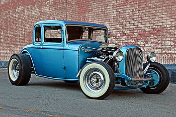 32 Ford Five Window Coupe, 1932, Hotrod, Classic, Blue HD wallpaper