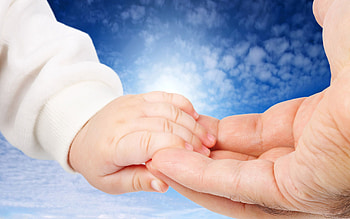 Sky, Miscellanea, Miscellaneous, Hands, Care, Tenderness, Child, Adult HD wallpaper