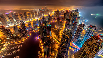 Dubai Buildings Night Lights Top View HD wallpaper