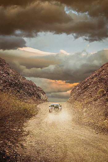 Sky, Cars, Road, Car, Suv, Dust HD phone wallpaper