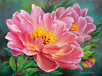 Pink peonies, peonies, art, garden, beautiful, pink, leaves, painting, pretty, flowers, lovely HD wallpaper