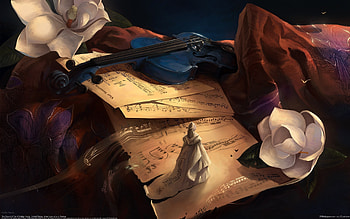 the sound of her, notes, music, musical, entertainment, love, romance, violin, beauty HD wallpaper