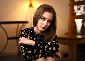 Beautiful, pretty model, blue eyes HD wallpaper