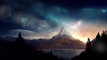 ... Background Full . peak, mountain, fantasy, art HD wallpaper
