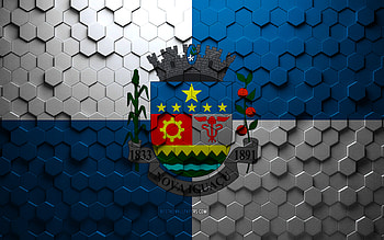 Flag of Nova Iguacu, honeycomb art, Nova Iguacu hexagons flag, Nova Iguacu 3d hexagons art, Nova Iguacu flag HD wallpaper