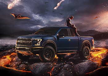 Deadpool With Ford Raptor, deadpool, superheroes, artwork, behance HD wallpaper