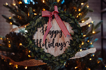 Holidays, New Year, Christmas, Inscription, Bow, Wreath HD wallpaper