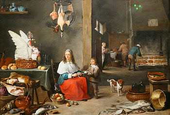 Kitchen, david teniers, art, pictura, painting, people HD wallpaper