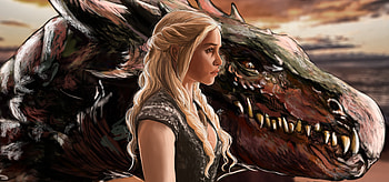 Emilia Clarke Daenerys Targayen And Dragon Artwork , daenerys-targaryen, dragon, artwork, artist, digital-art HD wallpaper