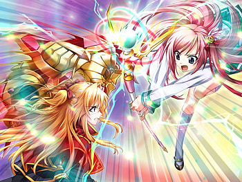 Fight!, yumina, anime, battle, girls, fight, nayuta HD wallpaper