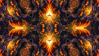 Kaleidoscope, Glow, Shapes, Art, Pattern, Purple, Orange Abstract HD wallpaper
