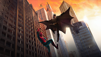 Dark Knight And Bright Spider, batman, spiderman, superheroes, artwork, art, digital-art HD wallpaper