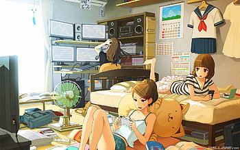 Anime Girls Room HD wallpaper