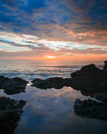 Nature, Sunset, Stones, Sea, Clouds, Rocks HD phone wallpaper
