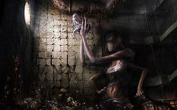 Can we see Uppergrouds today, mommy?, art, digital art, dark, pavel lagutin, death, sad, darkness, fantasy, cg, life, , sensual HD wallpaper