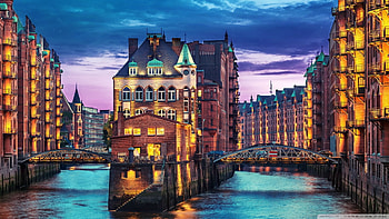 European city 2, Canals, Bridges, Water, Houses HD wallpaper