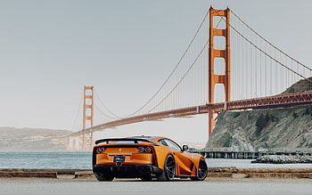 Ferrari 812 N-Largo, rear view, exterior, orange 812 N-Largo, 812 N-Largo tuning, italian sports cars, Ferrari HD wallpaper