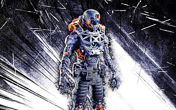 Fortnite Soldier, grunge art, Apex Legends, Apex Legends characters, Fnsoldier, Octavio Silva, blue abstract rays, Fortnite Soldier Skin, Fortnite Soldier Apex Legends HD wallpaper