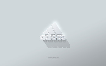 Adidas logo, white background, Adidas 3d logo, 3d art, Adidas, 3d Adidas emblem HD wallpaper
