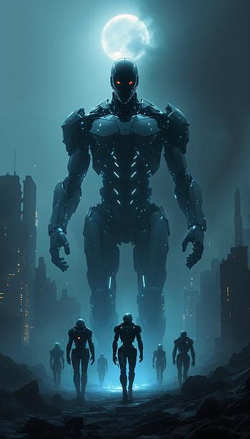 AI Uprising: A Captivating , futuristic, cityscape, Sci Fi, technology HD phone wallpaper