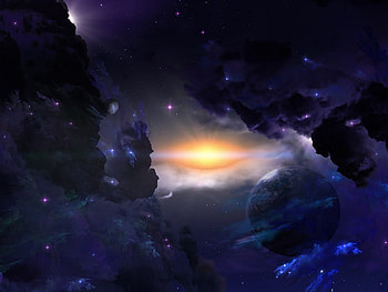 Blue Yonder, blue, galaxies, universe, stars, sun, stunning HD wallpaper