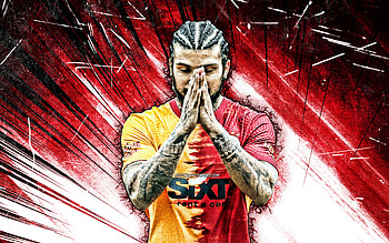 DeAndre Yedlin, grunge art, Galatasaray SK, american footballers, soccer, Turkish Super Lig, Galatasaray FC, footaball, purple abstract rays, DeAndre Yedlin Galatasaray, DeAndre Yedlin HD wallpaper