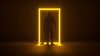 Dark, Neon, Glow, Astronaut, Frame, Portal HD wallpaper