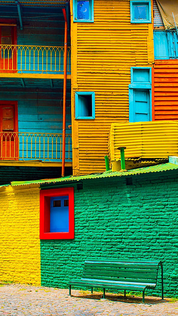 La Boca view, Colorful building, City center, Argentina HD phone wallpaper